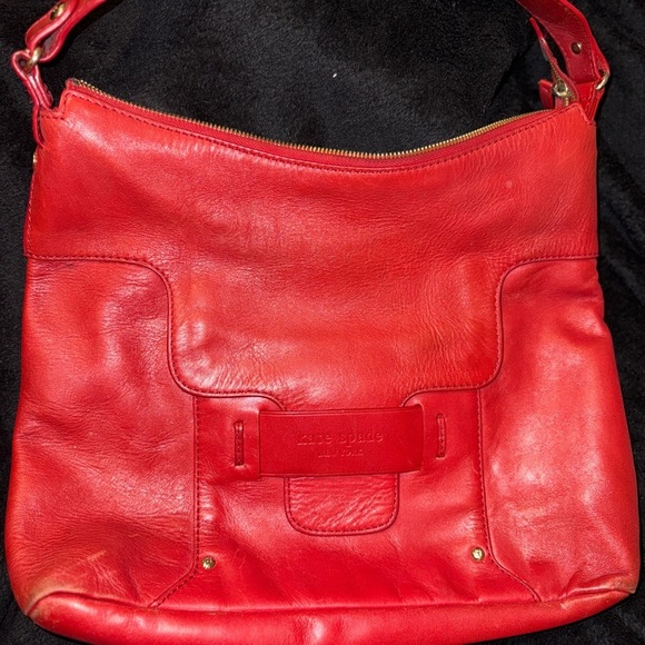 Kate Spade VINTAGE RED BUCKET Tote SATCHEL HOBO TOTE PURSE ORIGINAL - Picture 2 of 16